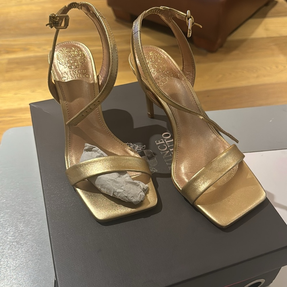 Gold Napa, leather Vince Camuto dress sandal